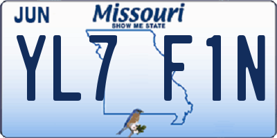 MO license plate YL7F1N