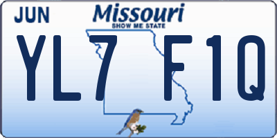 MO license plate YL7F1Q