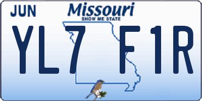 MO license plate YL7F1R