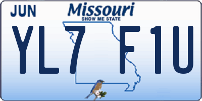 MO license plate YL7F1U