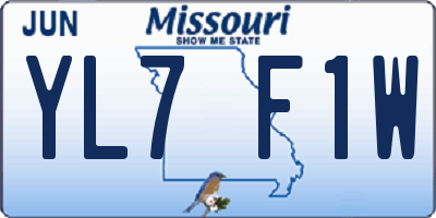 MO license plate YL7F1W