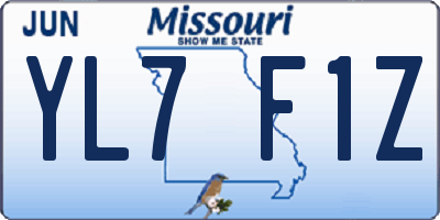 MO license plate YL7F1Z