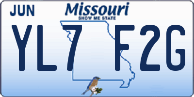 MO license plate YL7F2G