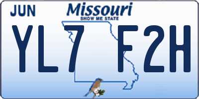 MO license plate YL7F2H