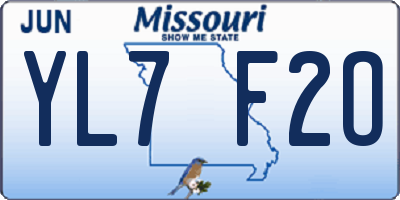 MO license plate YL7F2O