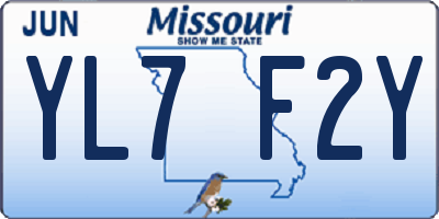 MO license plate YL7F2Y