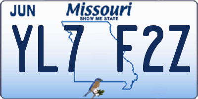 MO license plate YL7F2Z