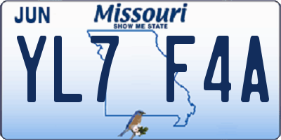 MO license plate YL7F4A