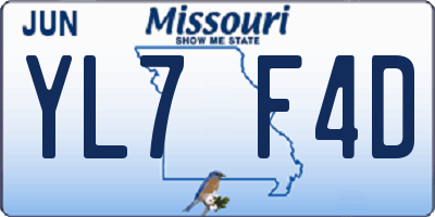 MO license plate YL7F4D