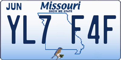 MO license plate YL7F4F