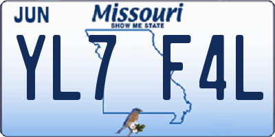MO license plate YL7F4L