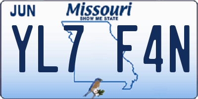 MO license plate YL7F4N