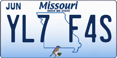 MO license plate YL7F4S