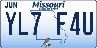 MO license plate YL7F4U