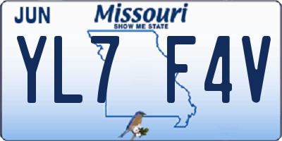 MO license plate YL7F4V