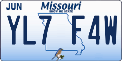 MO license plate YL7F4W