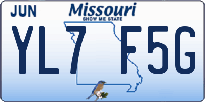 MO license plate YL7F5G