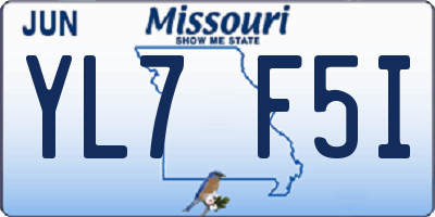 MO license plate YL7F5I