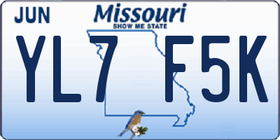 MO license plate YL7F5K