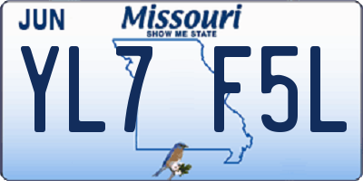 MO license plate YL7F5L