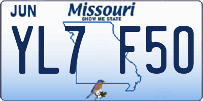 MO license plate YL7F5O