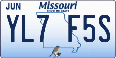 MO license plate YL7F5S