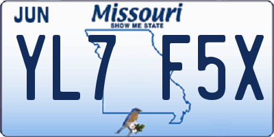 MO license plate YL7F5X