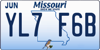 MO license plate YL7F6B