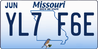 MO license plate YL7F6E