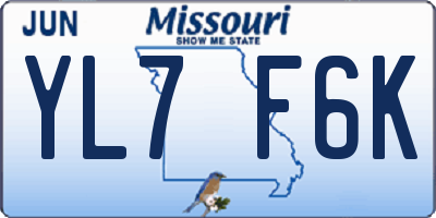 MO license plate YL7F6K