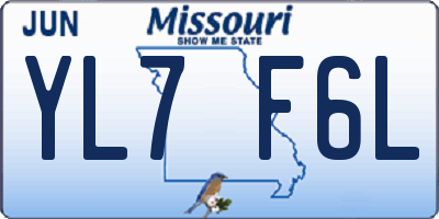 MO license plate YL7F6L