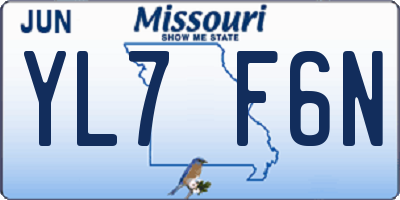 MO license plate YL7F6N