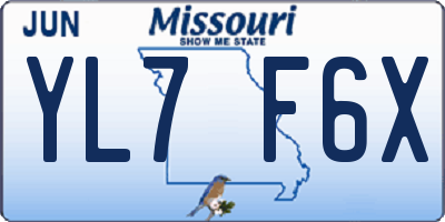 MO license plate YL7F6X