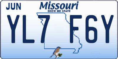 MO license plate YL7F6Y