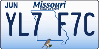 MO license plate YL7F7C