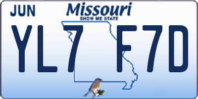 MO license plate YL7F7D