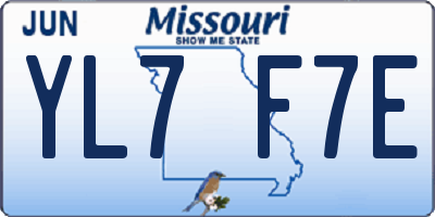 MO license plate YL7F7E