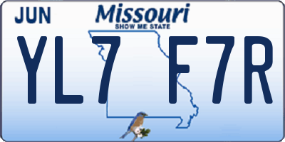 MO license plate YL7F7R