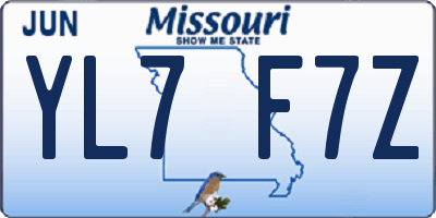 MO license plate YL7F7Z