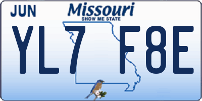 MO license plate YL7F8E
