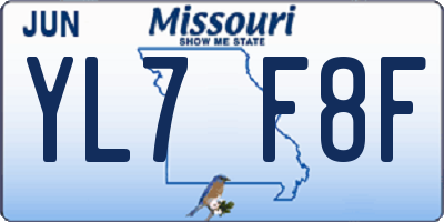 MO license plate YL7F8F