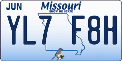 MO license plate YL7F8H