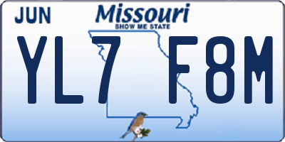 MO license plate YL7F8M