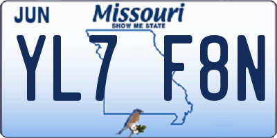 MO license plate YL7F8N
