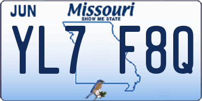 MO license plate YL7F8Q