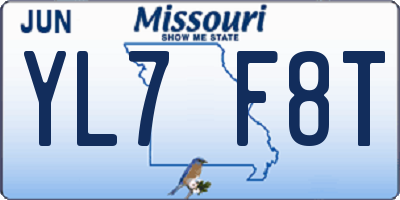 MO license plate YL7F8T