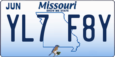 MO license plate YL7F8Y