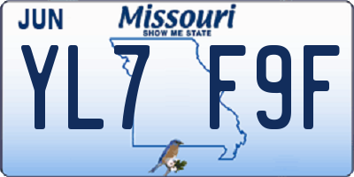 MO license plate YL7F9F