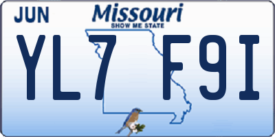 MO license plate YL7F9I