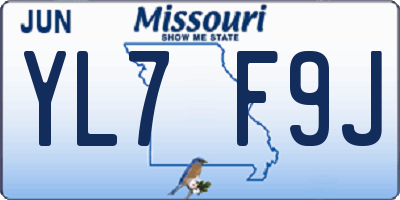 MO license plate YL7F9J